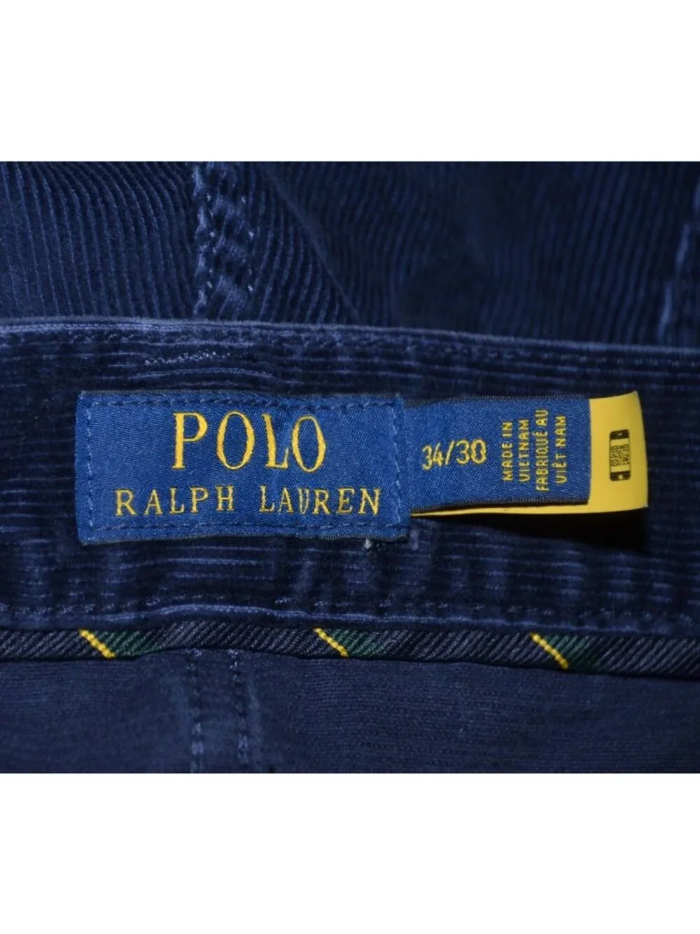 Polo Ralph Lauren Mens 34x30 Navy Blue Corduroy Pants Stretch Varick Slim